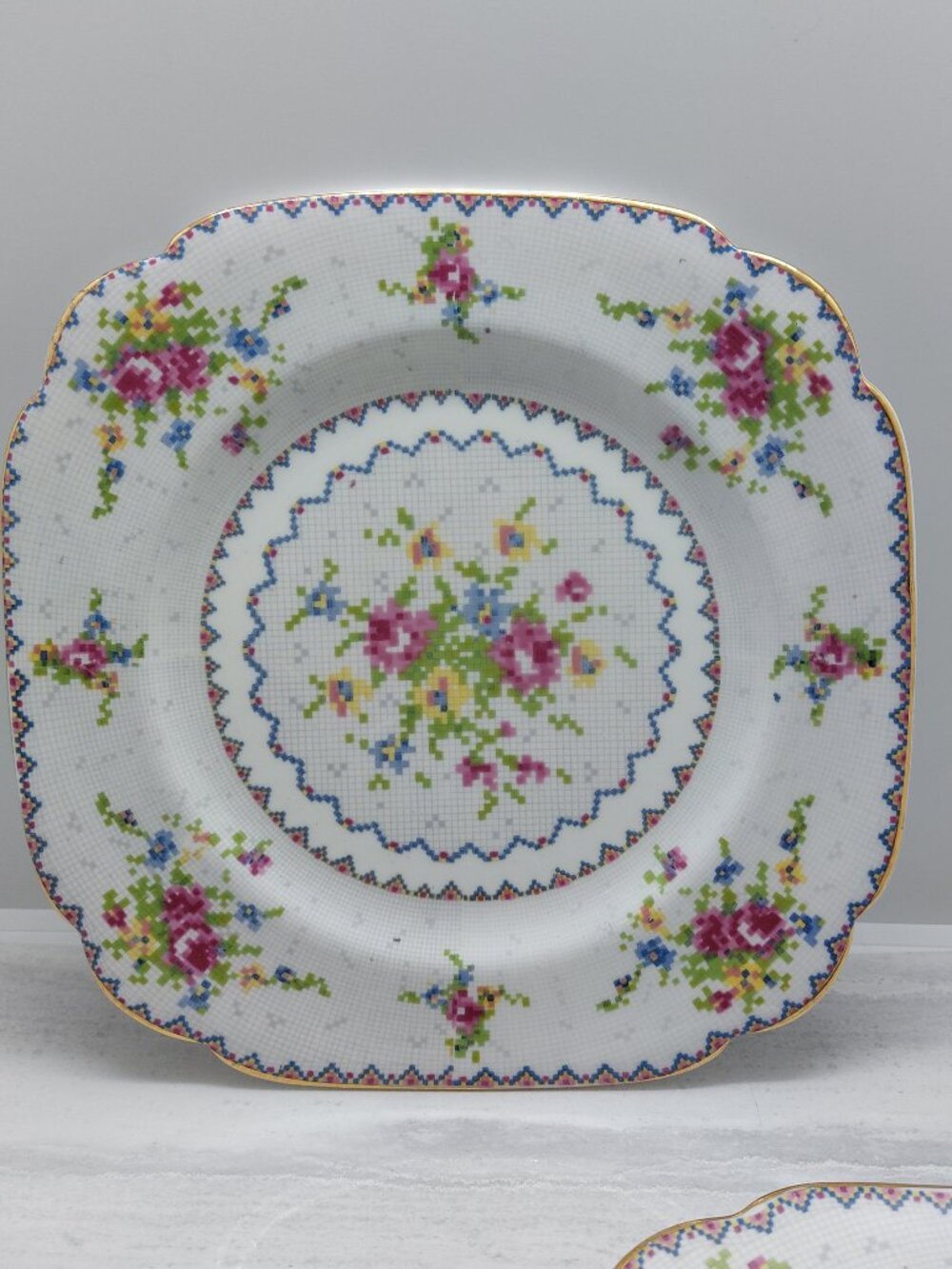 2 Vintage Royal Albert Petit Point Bone China 7 1/2"  Salad / Side Plate